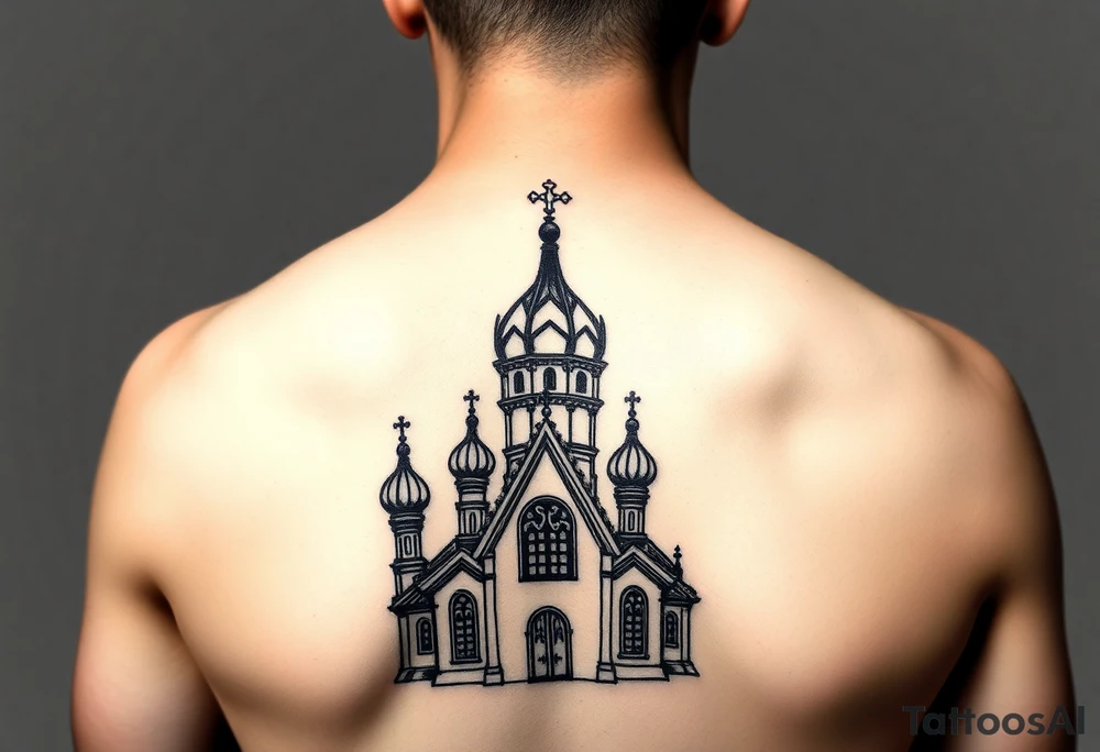 Russian church and orthodox icon tattoo idea