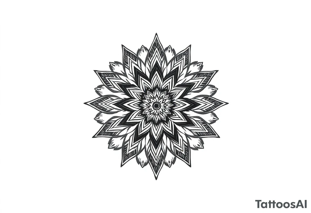 big spiritual feather indian mandala shaman tattoo idea