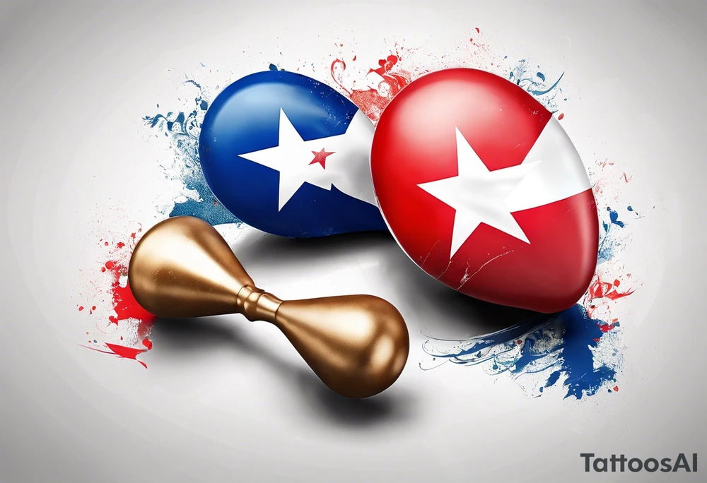 2 colorfull maracas with Cuban flag tattoo idea