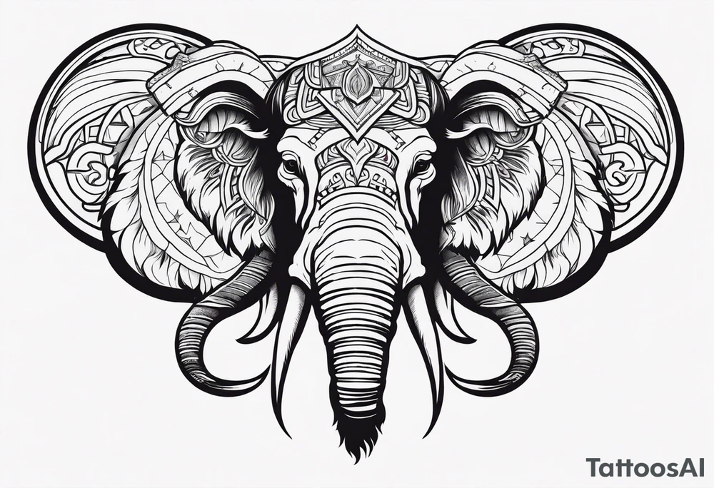 strong mammoth head centerpiece tattoo idea