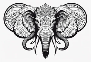 strong mammoth head centerpiece tattoo idea