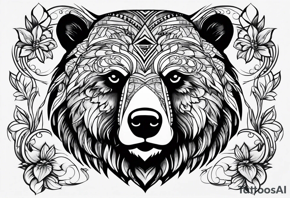 Bear face tattoo idea