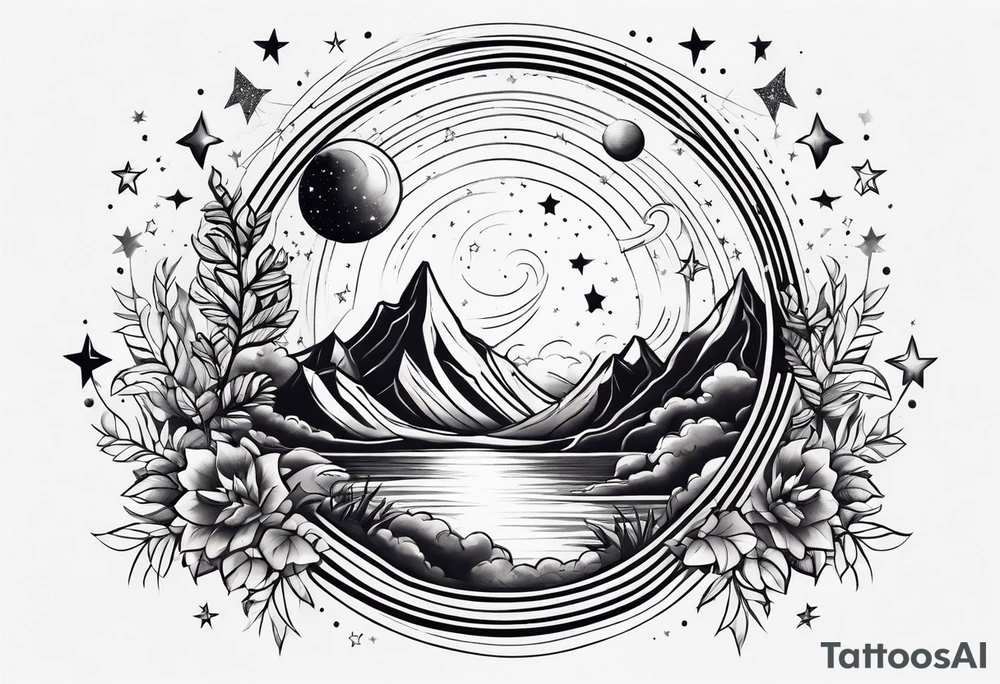 Stars and planets sleeve tattoo idea