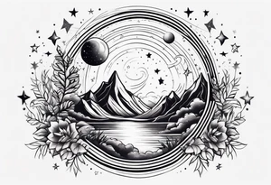 Stars and planets sleeve tattoo idea