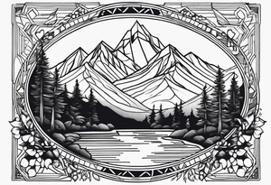 Travel, mountains, food, music, dance tattoo idea