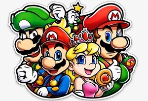 tattoo with bowser holding Mario and Luigi severed heads with princess peach by bowsers side tattoo idea