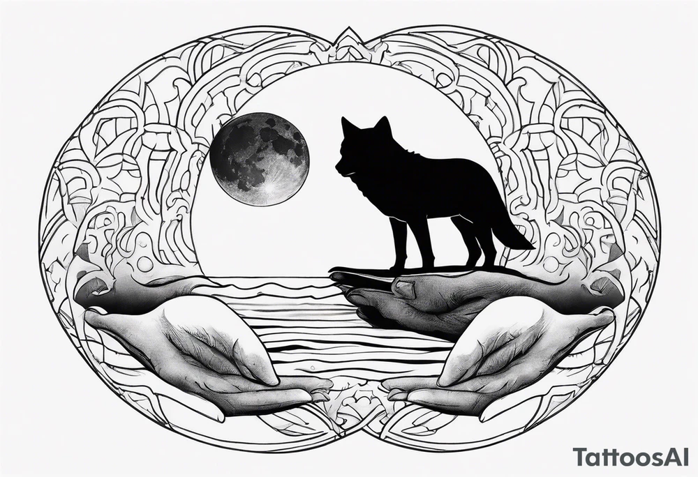 Hands in the moon tattoo idea