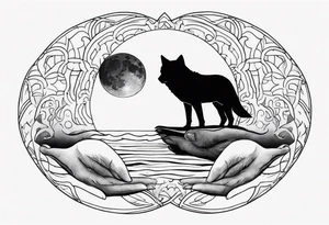 Hands in the moon tattoo idea