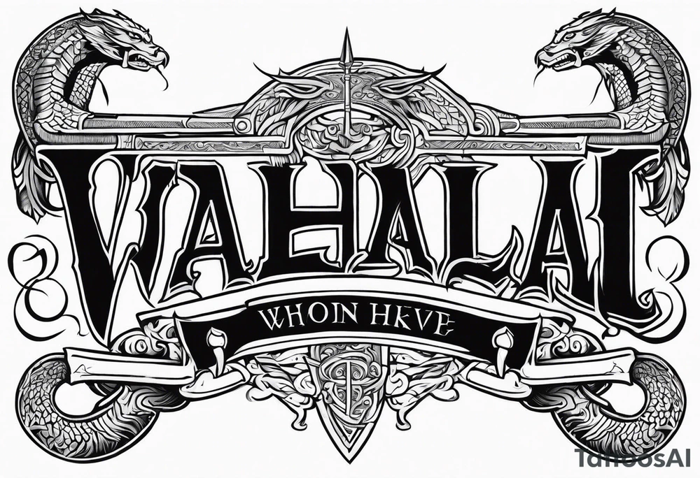 Valhalla sword dragon head axe viking church tattoo idea