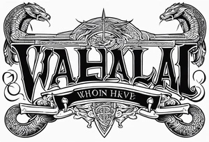 Valhalla sword dragon head axe viking church tattoo idea