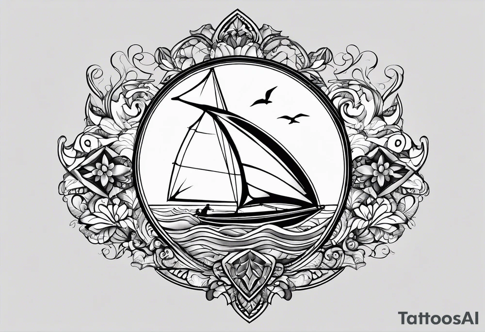 I want a very thin tattoo of a kitesurfer with a heart-shaped sail tattoo idea