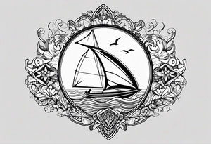 I want a very thin tattoo of a kitesurfer with a heart-shaped sail tattoo idea
