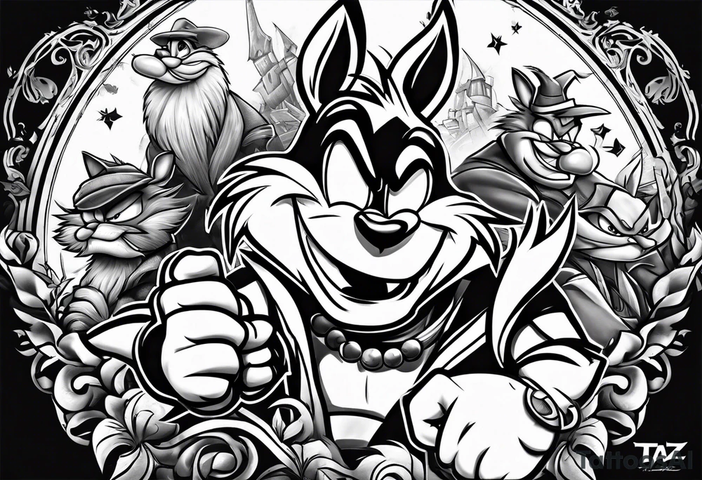 Taz mania the looney tunes character tattoo idea