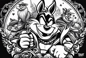Taz mania the looney tunes character tattoo idea