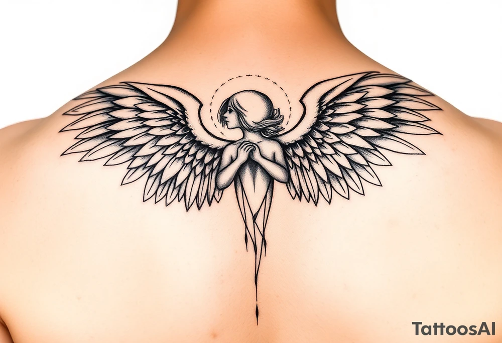 Angel with holes in her wings tattoo tattoo idea