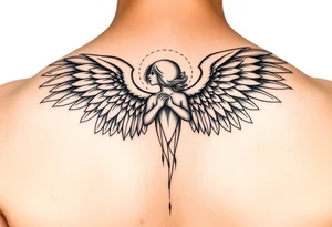 Angel with holes in her wings tattoo tattoo idea