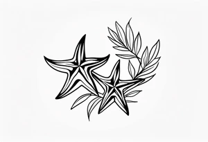 Two star fish with olive branch behind tattoo idea