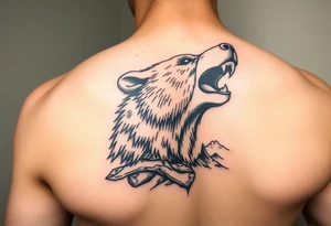 roaring bear,landscape. tattoo idea
