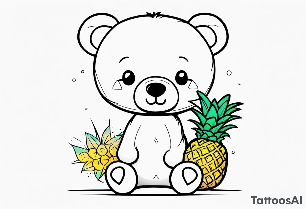 Teddy bear loves pineapple tattoo idea