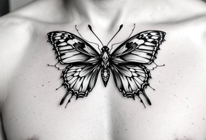 A bow tie with mixed with a butterfly tattoo idea