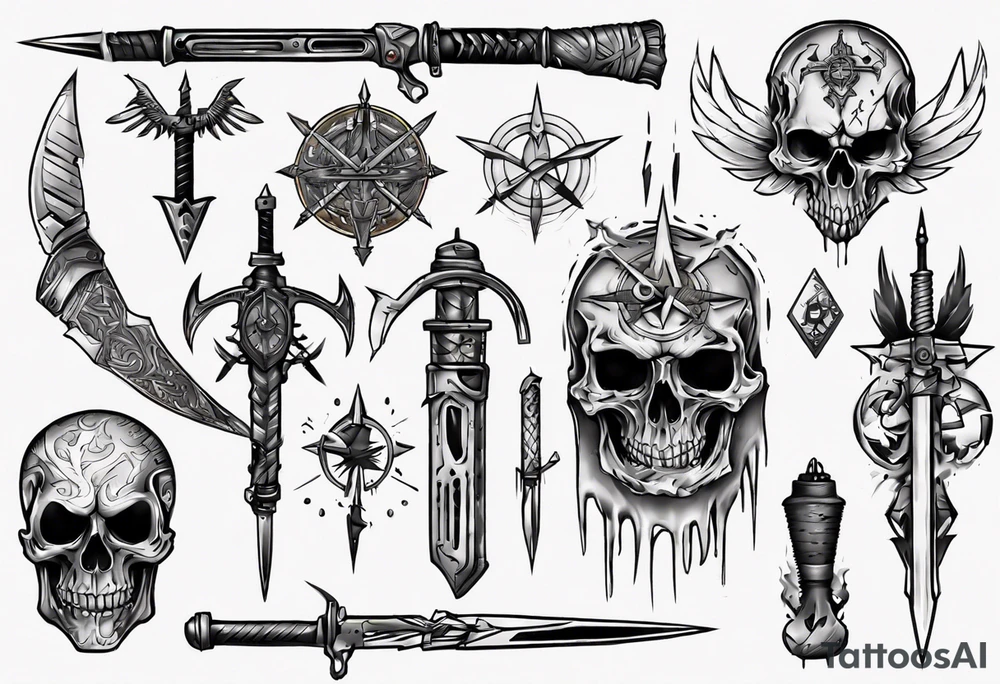 Cold weapons tattoo idea
