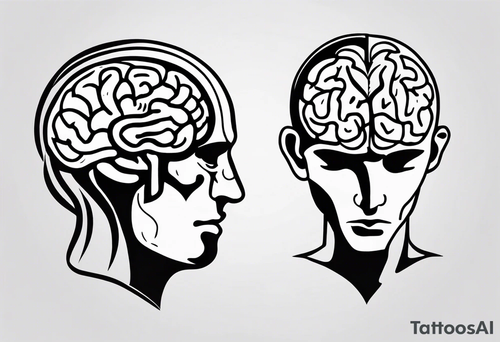 Split human brain and human heart tattoo idea