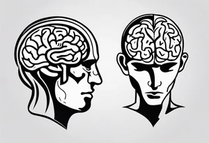 Split human brain and human heart tattoo idea