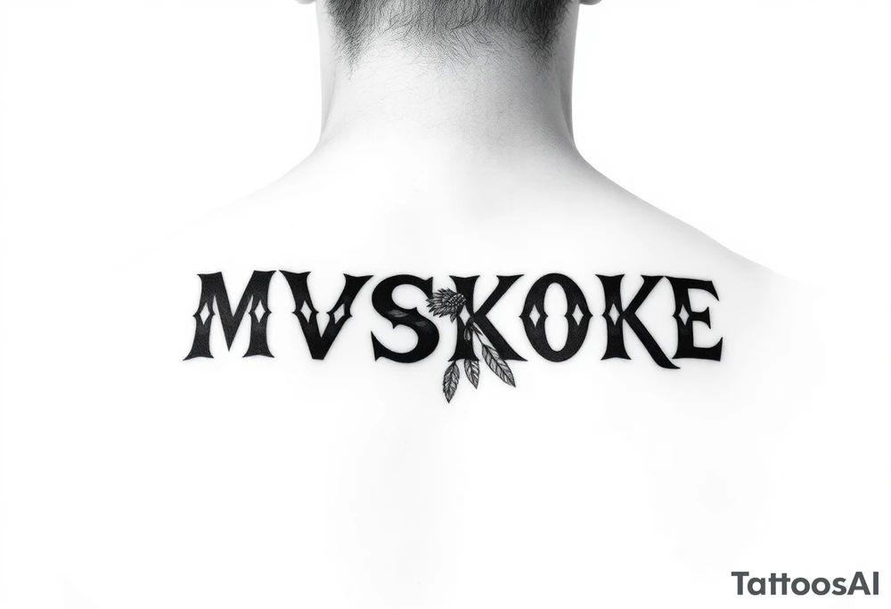 “MVSKOKE” shaded with Native American print tattoo idea