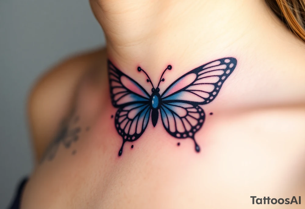 Flying butterfly with snowflakes tattoo idea