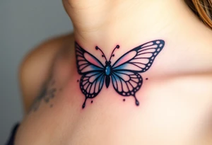 Flying butterfly with snowflakes tattoo idea