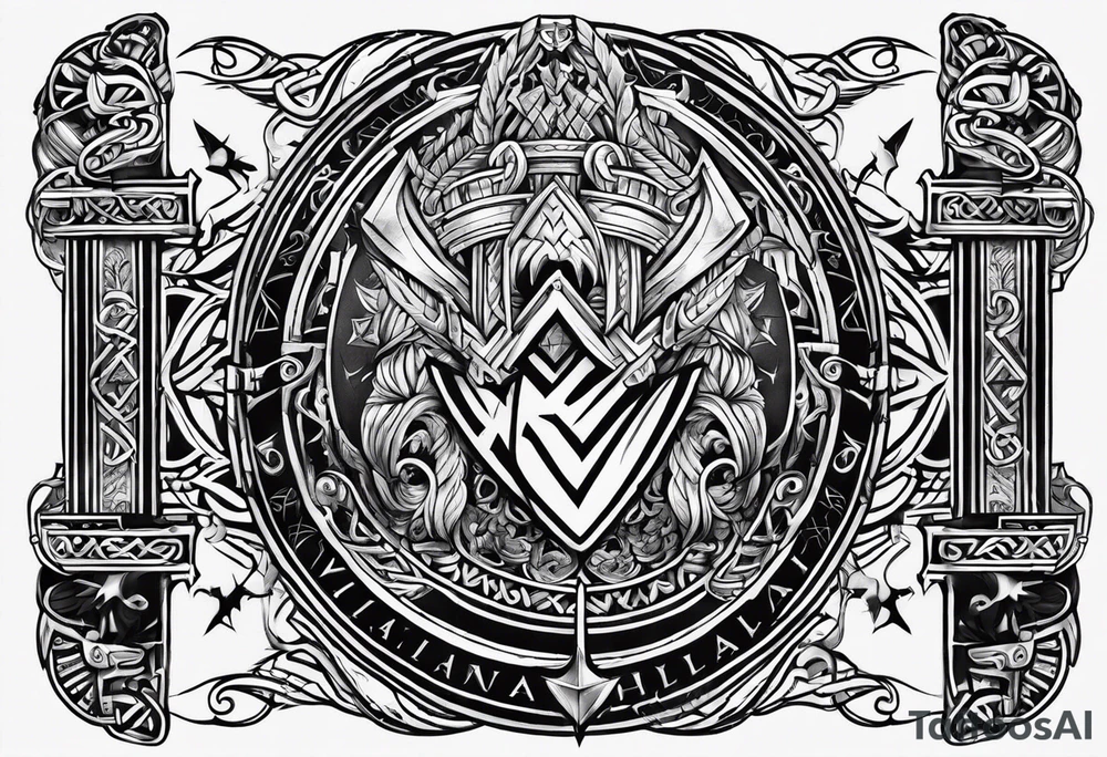 Valhalla word viking church tattoo idea