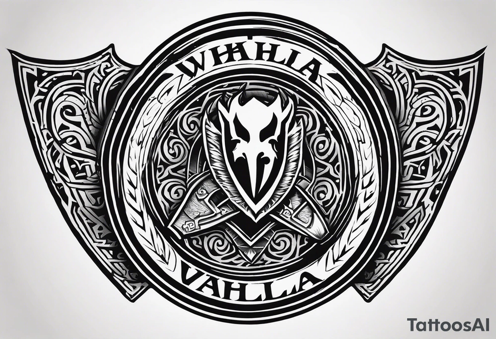 Valhalla round shield 
 axe berserker tattoo idea