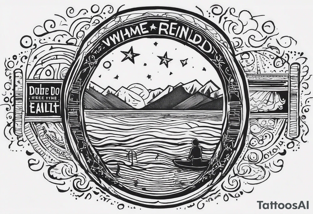 Tattoo the lyrics
 "Weathered and fading
Who feels alone in the world?
You do
Too complicated
It's not the same anymore
You're through"

from the song "Only Friend" - Wallows

include little icons relevant to the song like the earth or a rainy cloud (examples_ tattoo idea