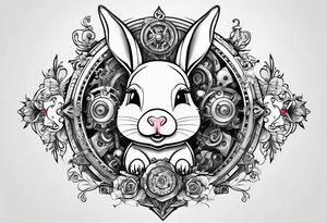 Looks like a rabbit cartoon pig with a mechanical heart tattoo idea