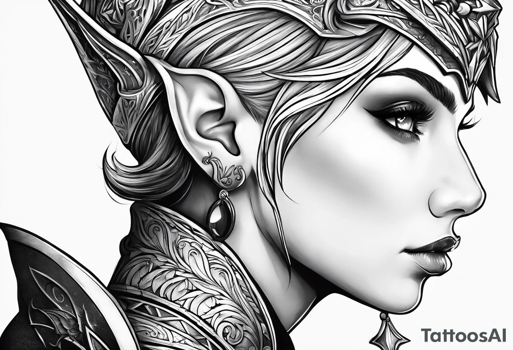 pointed ears elf profile no features tattoo idea