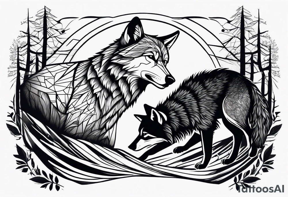 fight between Wolf and raccoon
Background Woods tattoo idea fight between Wolf and raccoon
Background Woods tattoo idea