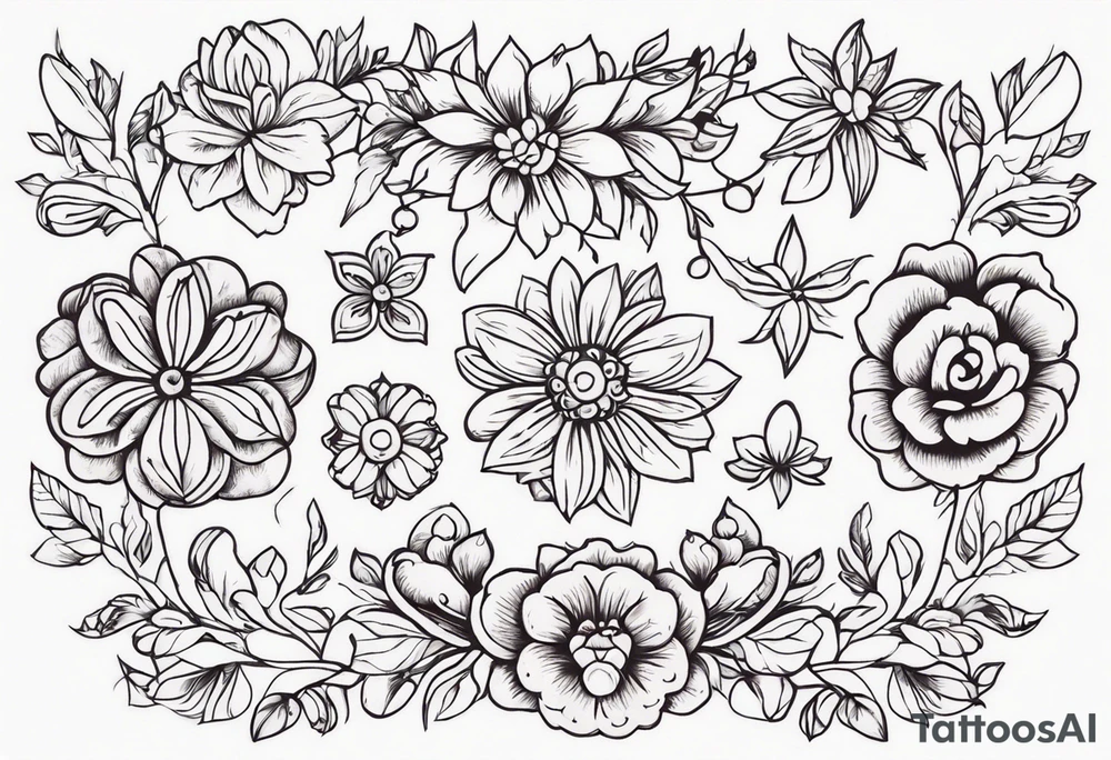 ornaments of flowers tattoo idea
