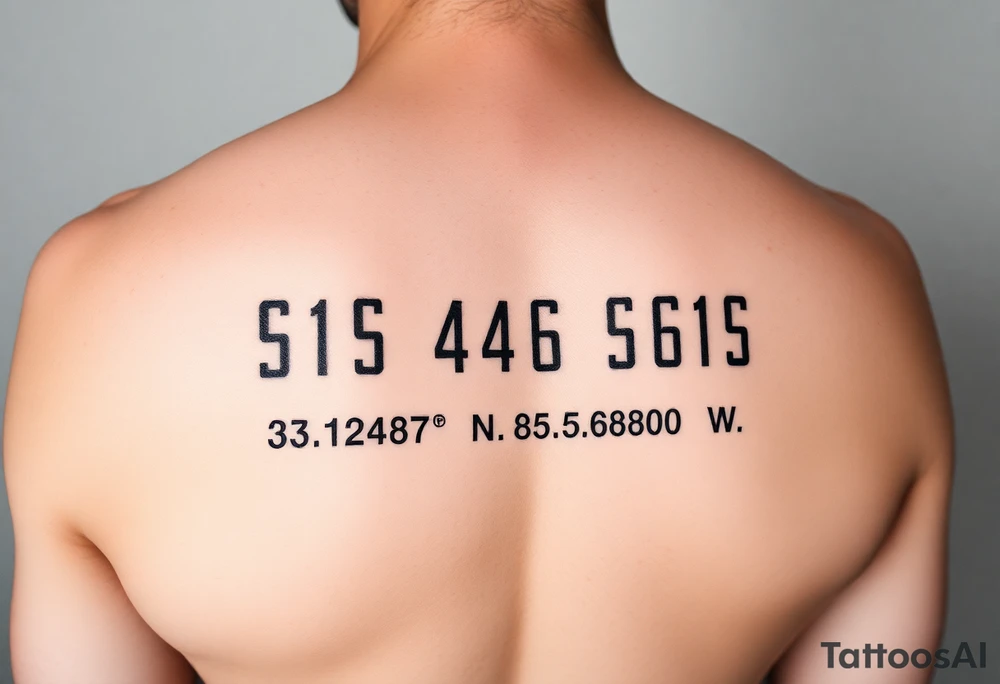 Morse code for sis along with the coordinates 33.12487° N, 85.58014° W tattoo idea