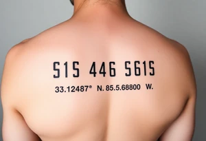 Morse code for sis along with the coordinates 33.12487° N, 85.58014° W tattoo idea