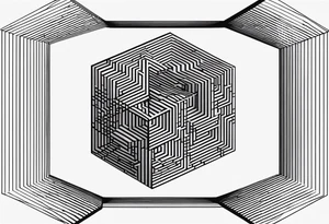 A three-dimensional cube with an emphasis on lines, creating a depth effect. tattoo idea