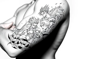 12 or more anime characters in their powerful form... More abstract tattoo idea