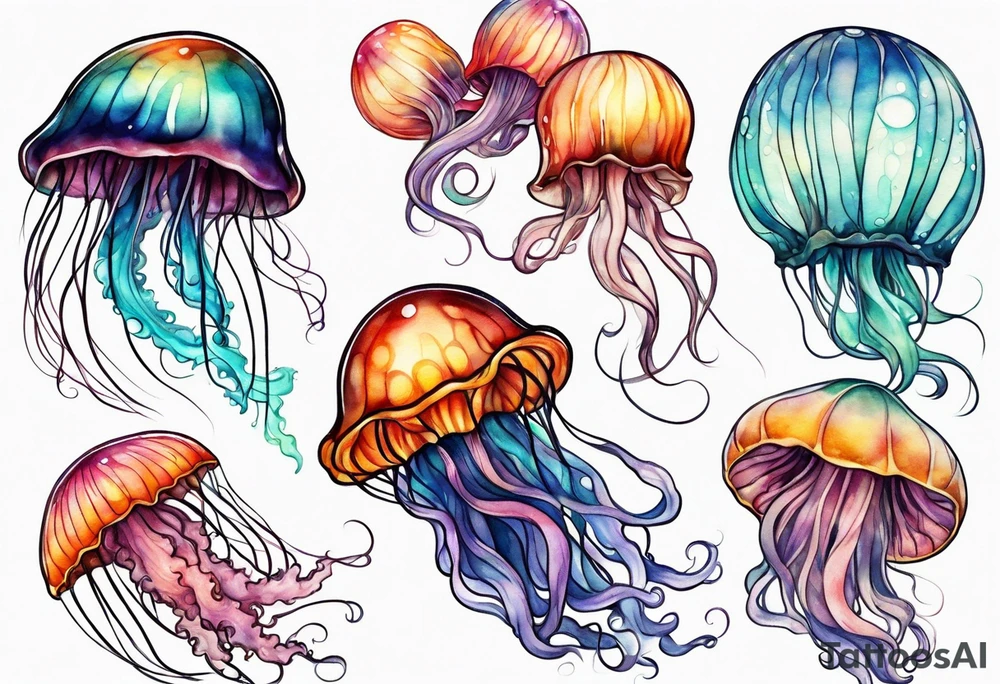 jelly fish with minimum number of tentacles tattoo idea