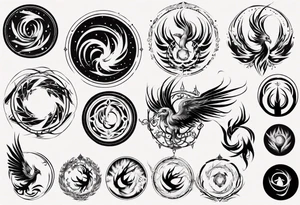 Phoenix rising in circles tattoo idea