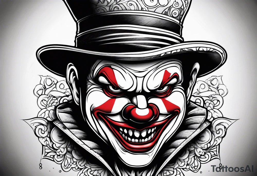 Evil clown gangster tattoo idea