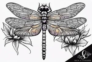 Dragonfly in amber with lavender and thistle tattoo idea