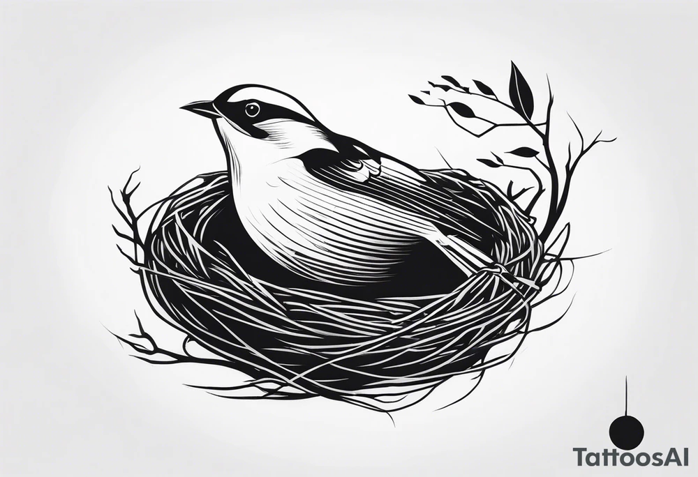 A bird with nest tattoo idea