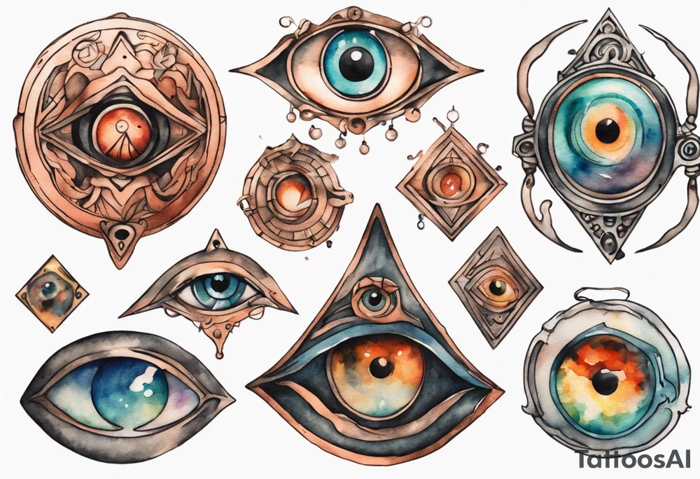 a copper eye amulet tattoo idea