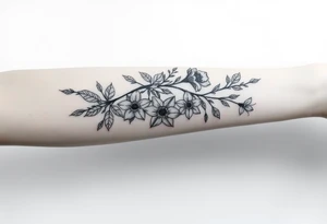 sleeve of holly and daffodils tattoo idea