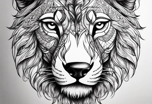 Half Lion eye half wolf eye tattoo idea