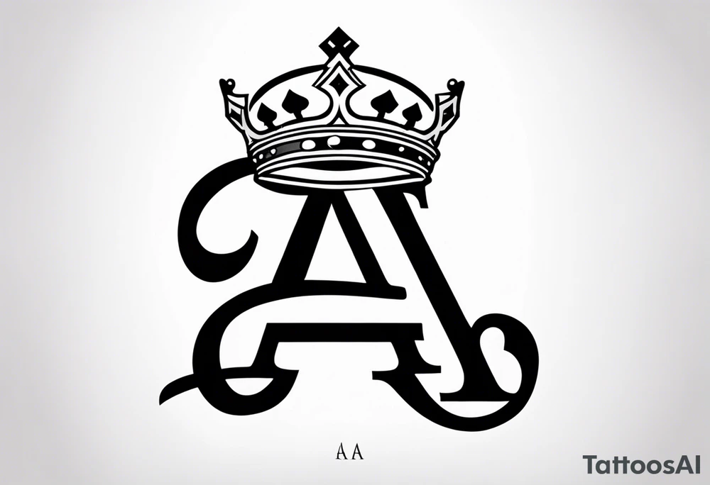the letter A in cursive with a crown over it that has a money sign in it that can fit on a forearm tattoo idea